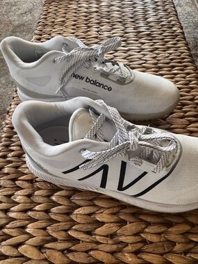 New Balance White Turf Shoes